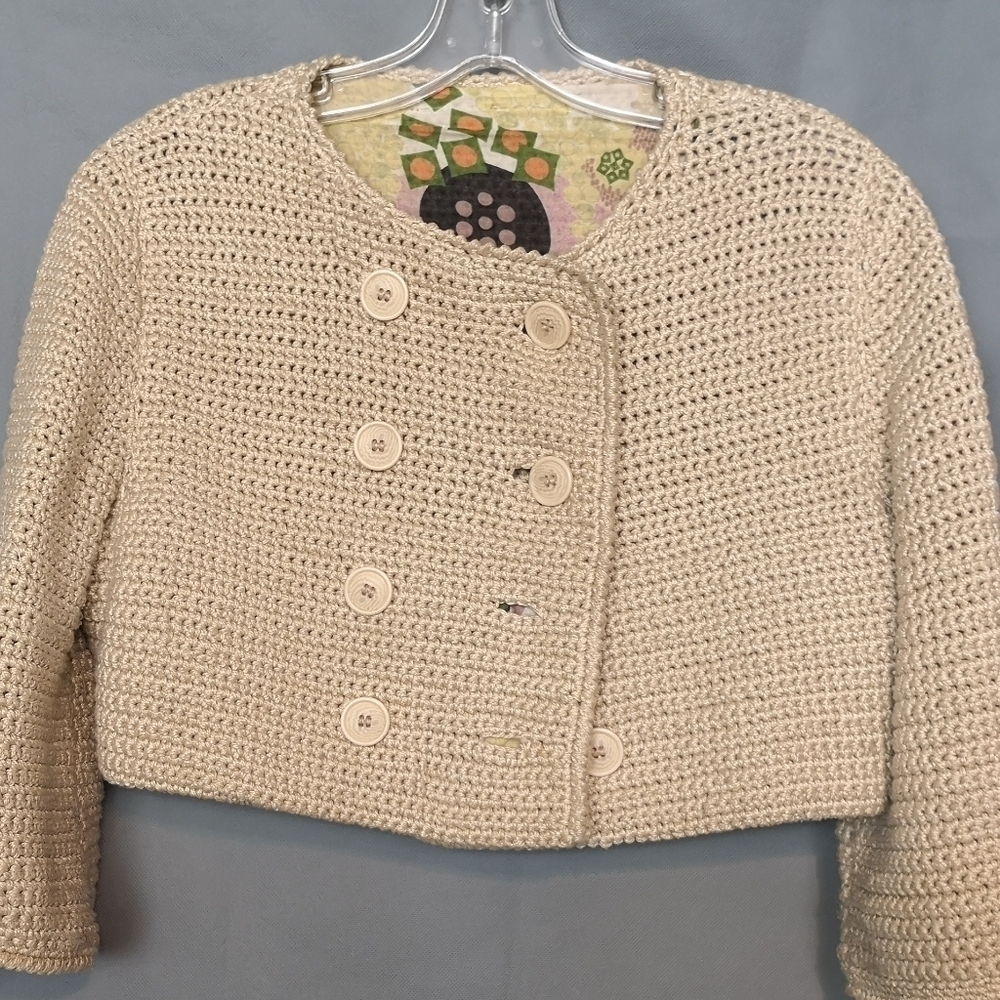 Y2k Vintage Catherine Malandrino Cropped Crochet Knit Jacket